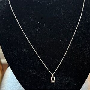 Sleek 925 SilverTiny Diamond Pendant  925 Silverr Necklace